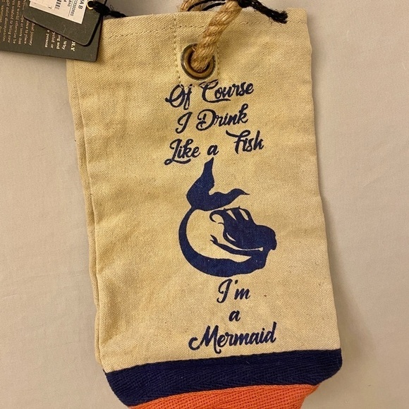 Mermaid NWT Wine Bottle Bag / Holder, Mona B., Drinking Wine, Like A Fish, Gift - Picture 6 of 6